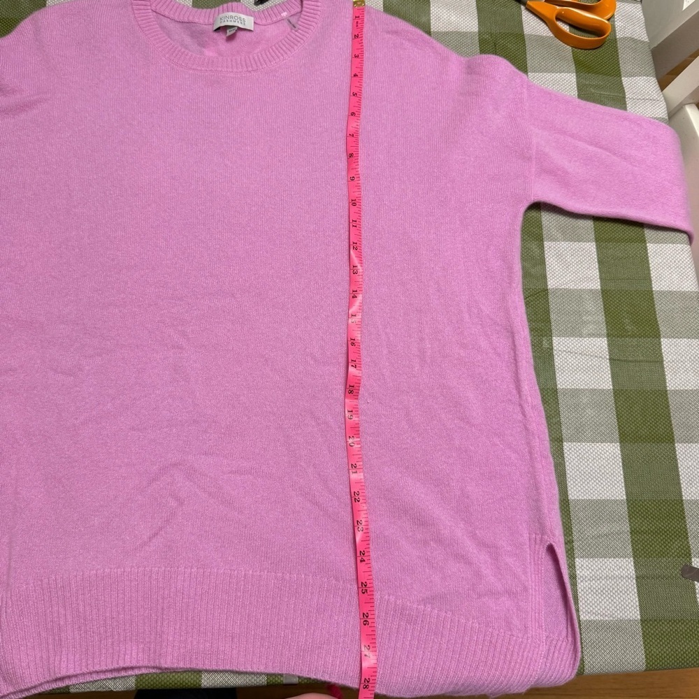 NEW Kinross 100% Cashmere Sweater- Pink Easy Crew Pullover Oversized- M - Picture 9 of 12